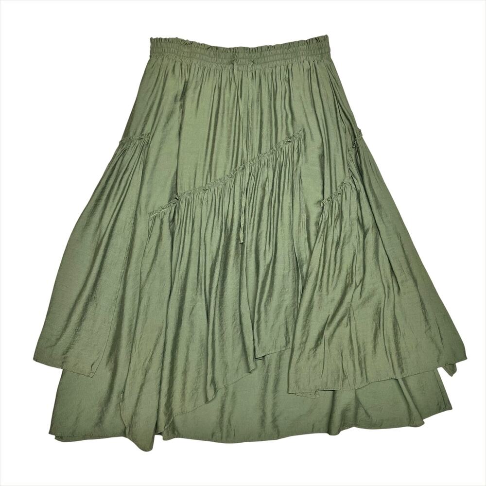 SCARLET DARKNESS Overlay Drawstring Waist Renaissance Skirt Olive Green Size 2XL